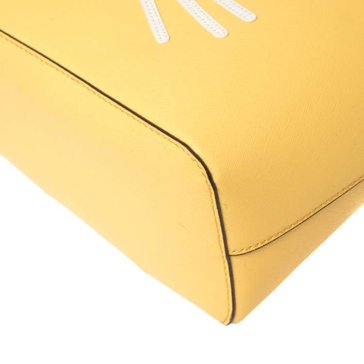 مملوكة مسبقًا Karl Lagerfeld Yellow Leather Maybelle Cat Tote