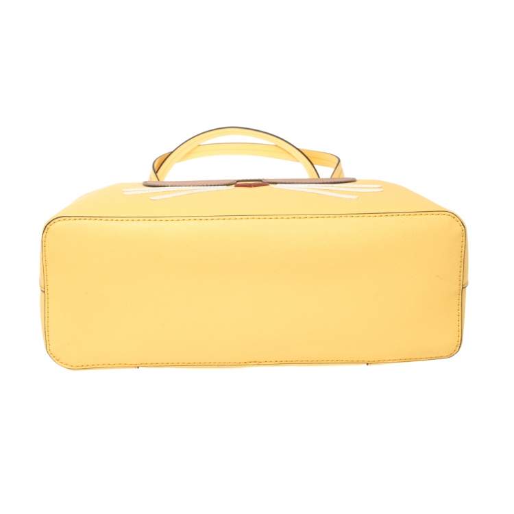 مملوكة مسبقًا Karl Lagerfeld Yellow Leather Maybelle Cat Tote