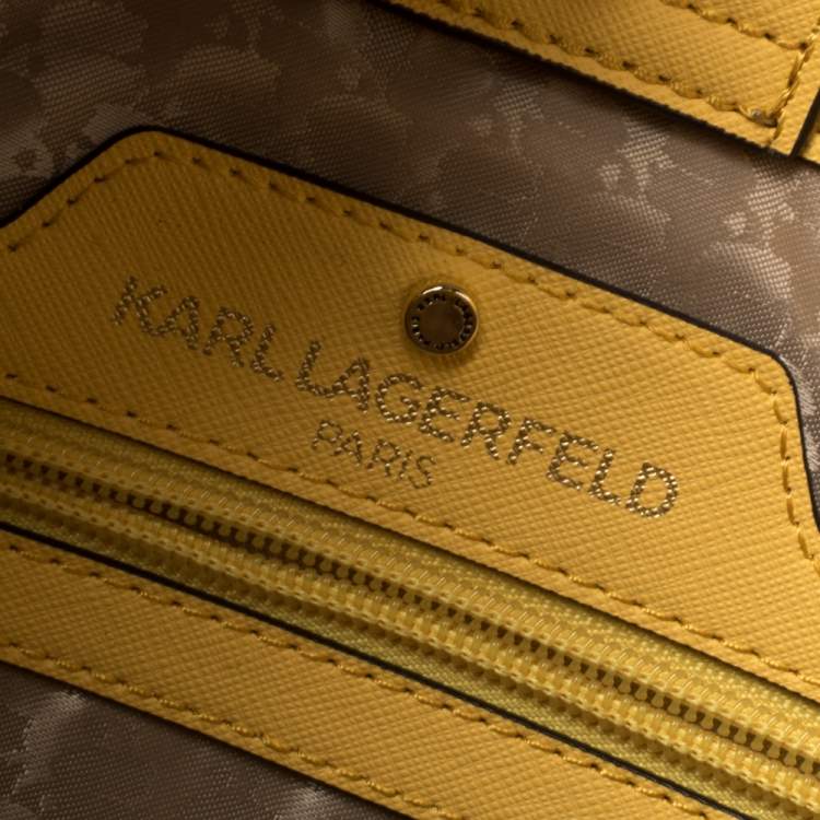 مملوكة مسبقًا Karl Lagerfeld Yellow Leather Maybelle Cat Tote