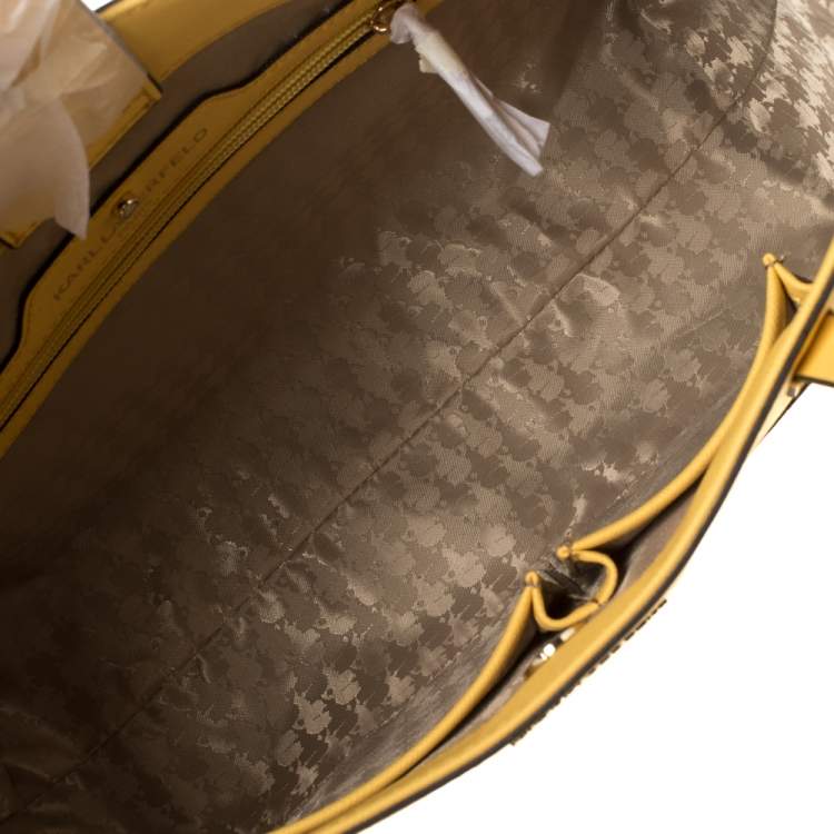مملوكة مسبقًا Karl Lagerfeld Yellow Leather Maybelle Cat Tote