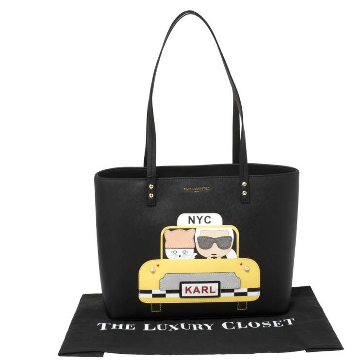 مملوكة مسبقًا Karl Lagerfeld Black Leather Maybelle Tote