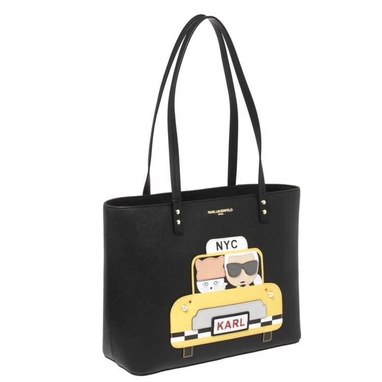 مملوكة مسبقًا Karl Lagerfeld Black Leather Maybelle Tote
