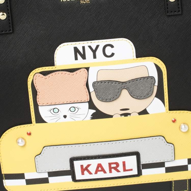 مملوكة مسبقًا Karl Lagerfeld Black Leather Maybelle Tote