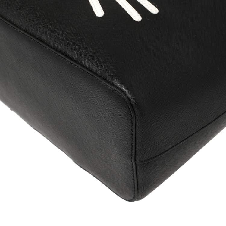 Pre Owned Karl Lagerfeld Black Leather Maybelle Cat Tote