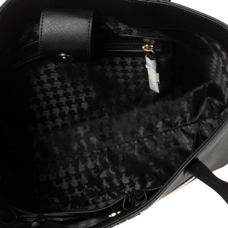 Pre Owned Karl Lagerfeld Black Leather Maybelle Cat Tote