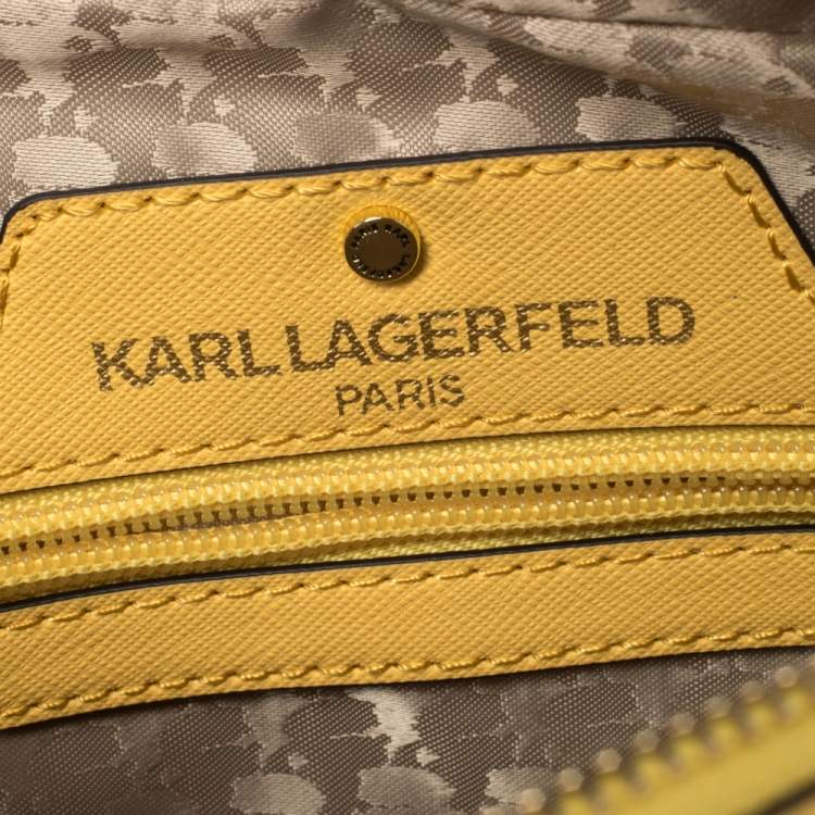 Karl Lagerfeld Yellow Leather Maybelle Choupette Crossbody Bag             