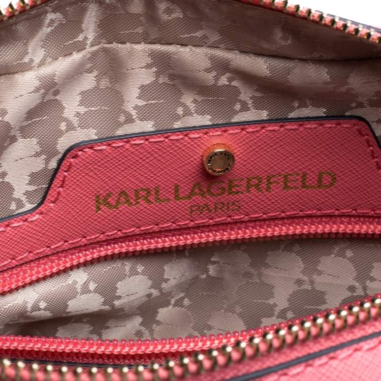 Pre Owned Karl Lagerfeld Pink Leather Maybelle Choupette Crossbody Bag