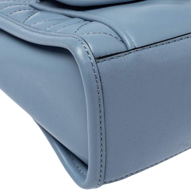 Pre Owned Karl Lagerfeld Light Blue Quilted Leather Mini Tote