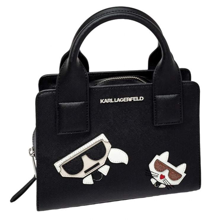 Pre Owned Karl Lagerfeld Black Faux Leather K/Klassik Satchel