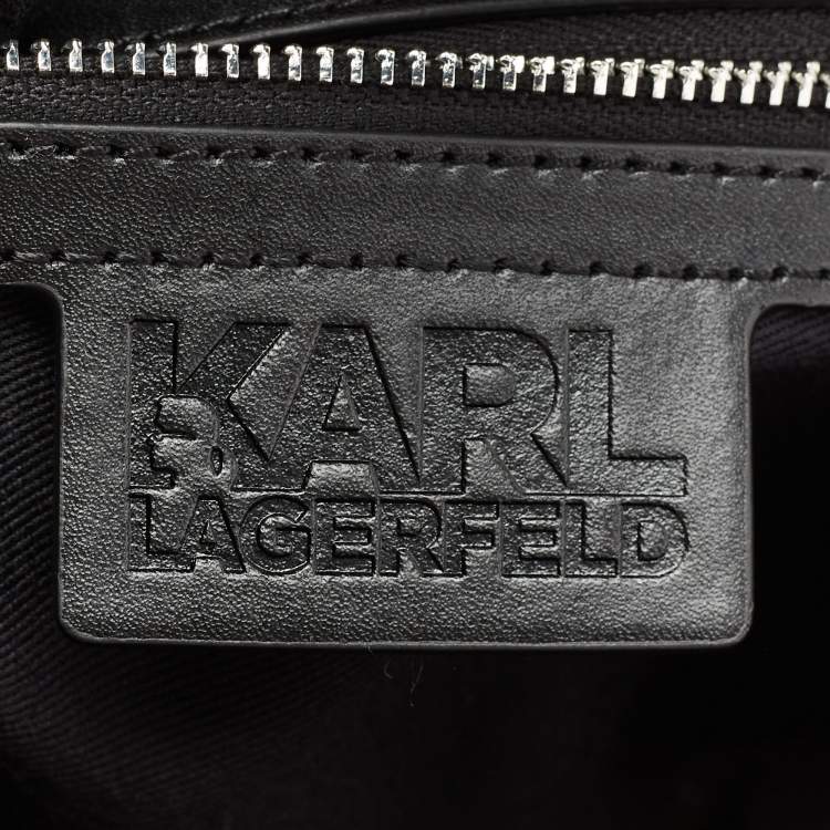 Pre Owned Karl Lagerfeld Black Rattan And Leather K/Autograph Wicker Picnic Crossbody Bag