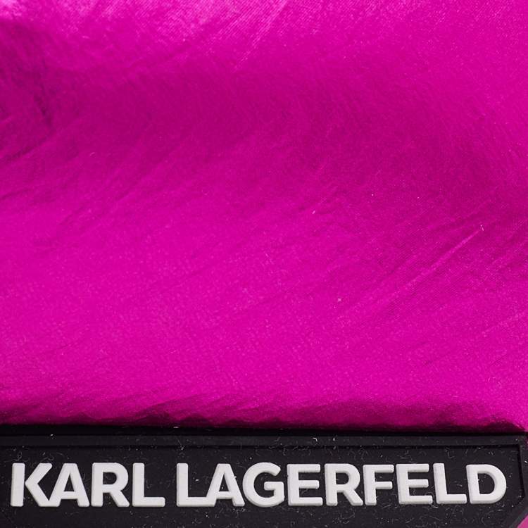Pre Owned Karl Lagerfeld Metallic Pink Fabric K/Ikonik Bucket Bag