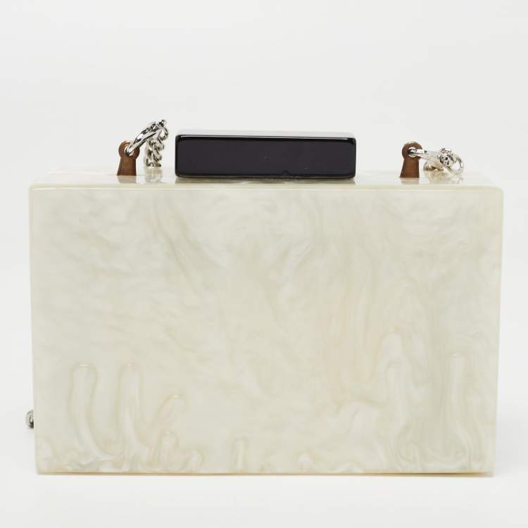 Pre Owned Karl Lagerfeld Black/Silver Marble Effect Glitter Star Chain Box Clutch