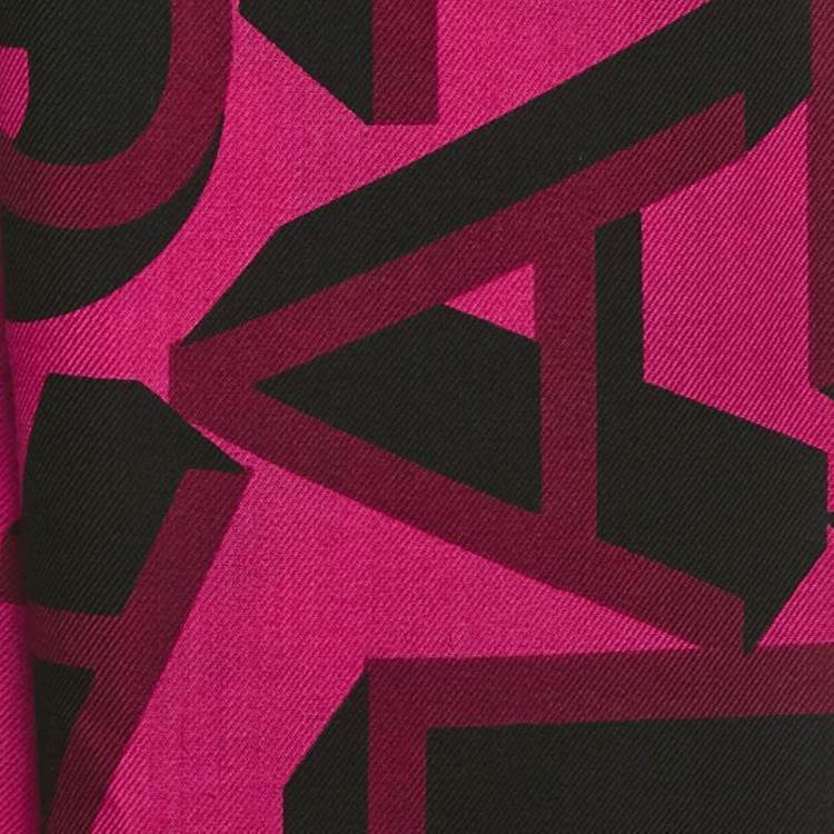 Pre Owned Karl Lagerfeld Pink Lettering Wool Scarf 