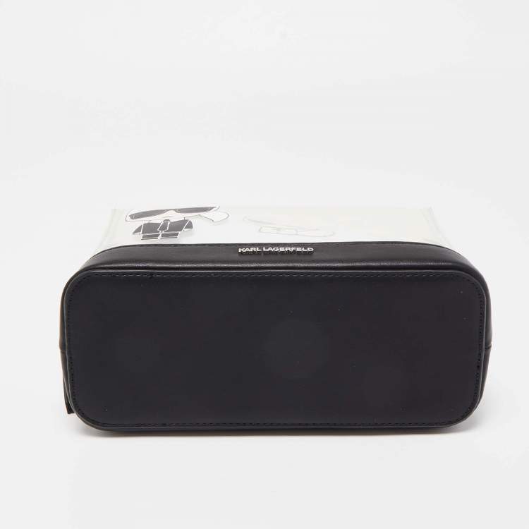Pre Owned Karl Lagerfeld Black/Clear PVC Karlito Print Cosmetic Pouch