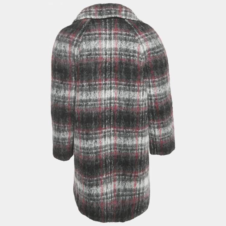 Pre Owned Karl Lagerfeld Grey/Pink Check Wool Tailored Coat S