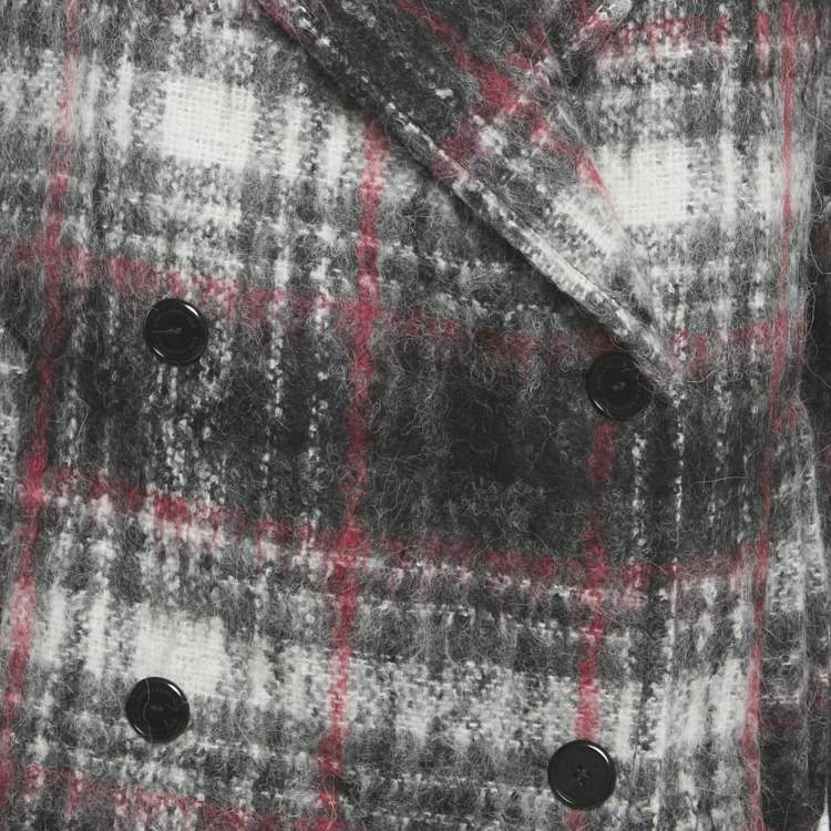 Pre Owned Karl Lagerfeld Grey/Pink Check Wool Tailored Coat S