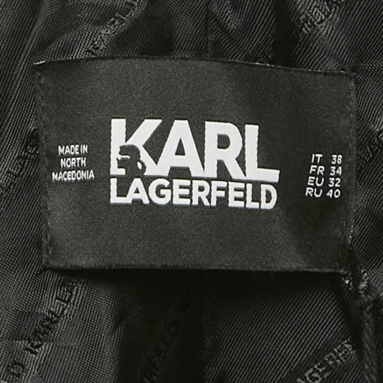 Pre Owned Karl Lagerfeld Grey/Pink Check Wool Tailored Coat S