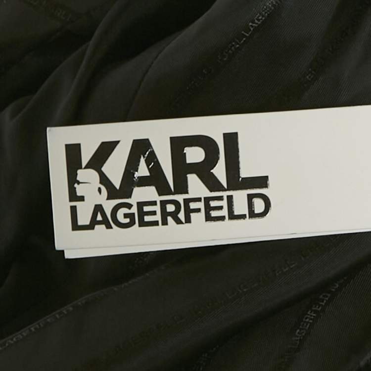 Pre Owned Karl Lagerfeld Grey/Pink Check Wool Tailored Coat S