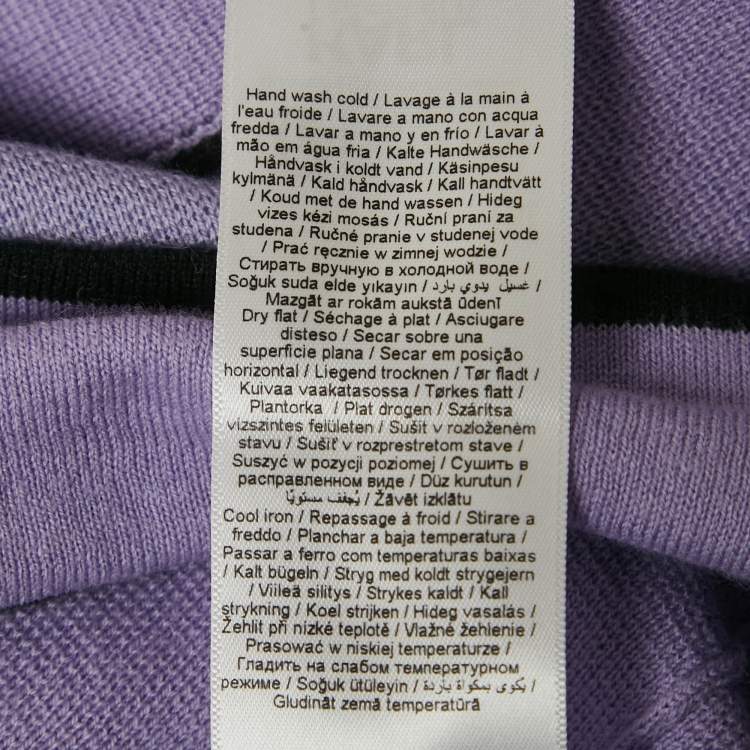 مملوكة مسبقًا Karl Lagerfeld Purple Wool Blend Logo Belted Cardigan M