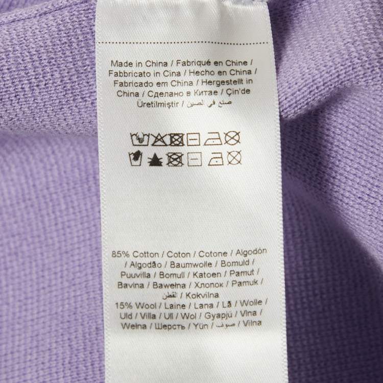 مملوكة مسبقًا Karl Lagerfeld Purple Wool Blend Logo Belted Cardigan M