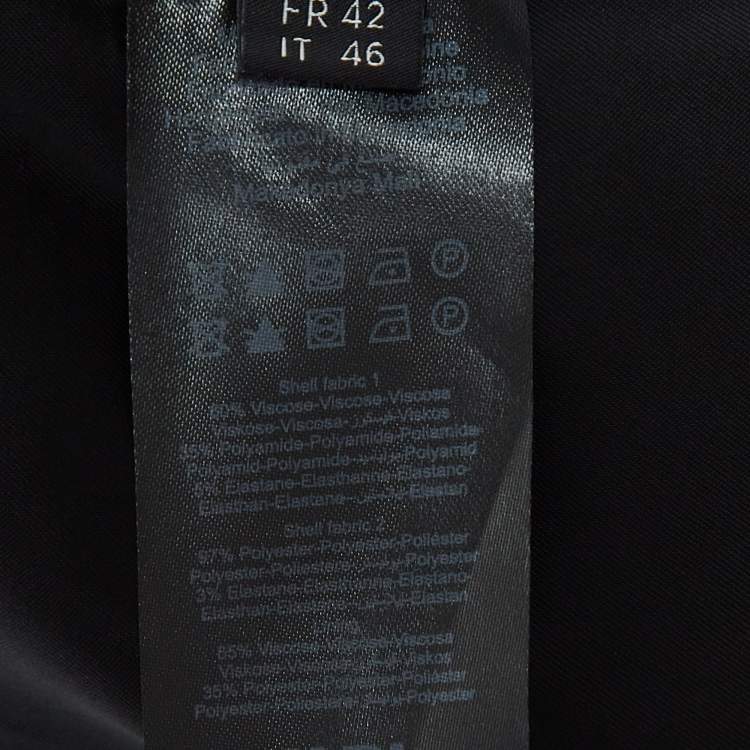 Pre Owned karl Lagerfeld Black Knit Satin Panel Single Breasted Blazer M