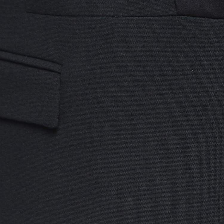Pre Owned karl Lagerfeld Black Knit Satin Panel Single Breasted Blazer M