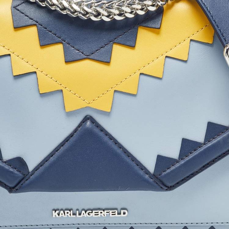 Pre Owned Karl Lagerfeld Tricolor Leather Zigzag K/Klassik Shoulder Bag