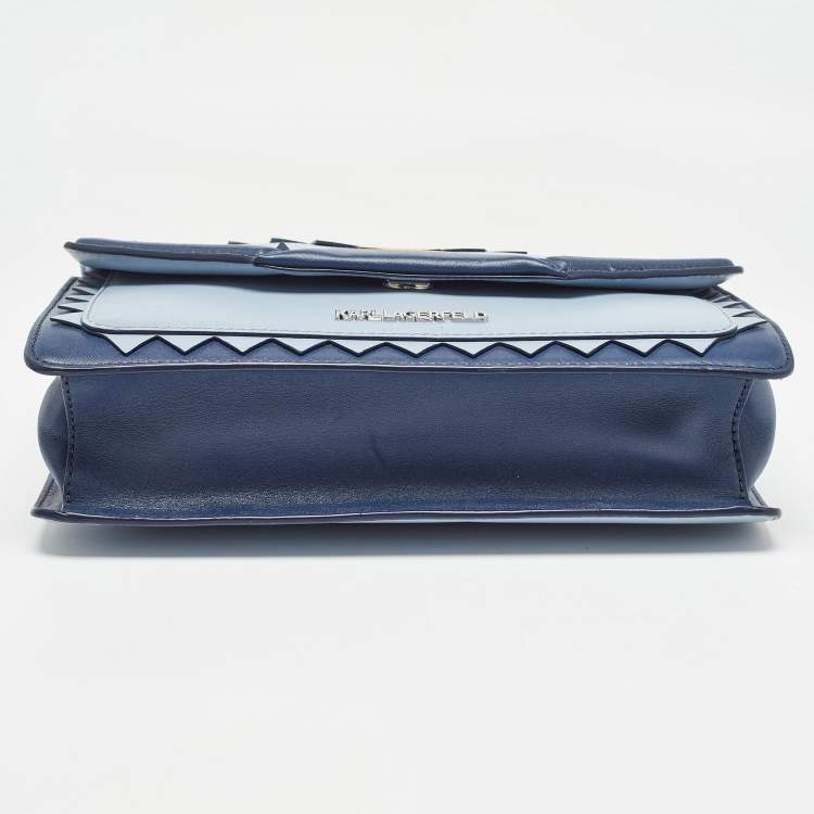 Pre Owned Karl Lagerfeld Tricolor Leather Zigzag K/Klassik Shoulder Bag