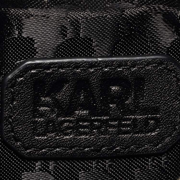 Pre Owned Karl Lagerfeld Black Leather Eyelet Cat Ear Pouch