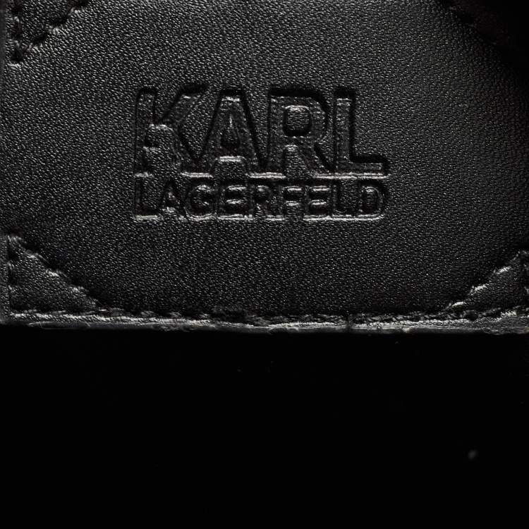 Pre Owned Karl Lagerfeld Black/White Canvas K/Signature Webbing Tote