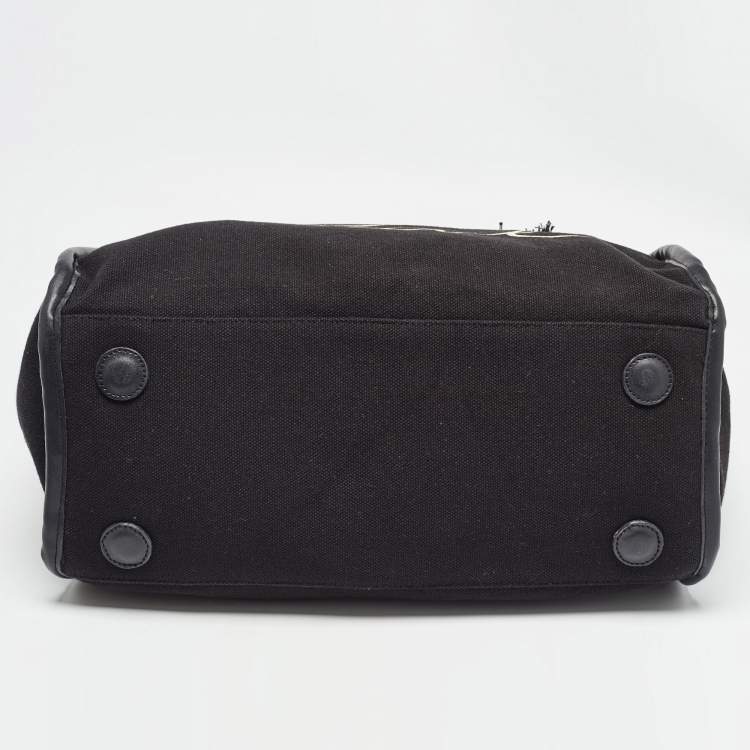 Pre Owned Karl Lagerfeld Black/White Canvas K/Signature Webbing Tote