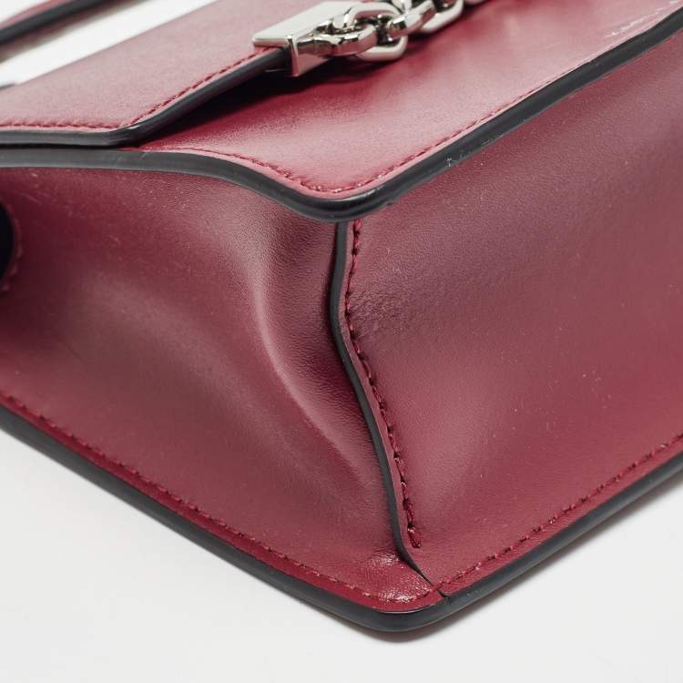 Pre Owned Karl Lagerfeld Burgundy Leather K/Karl Seven Top Handle Bag