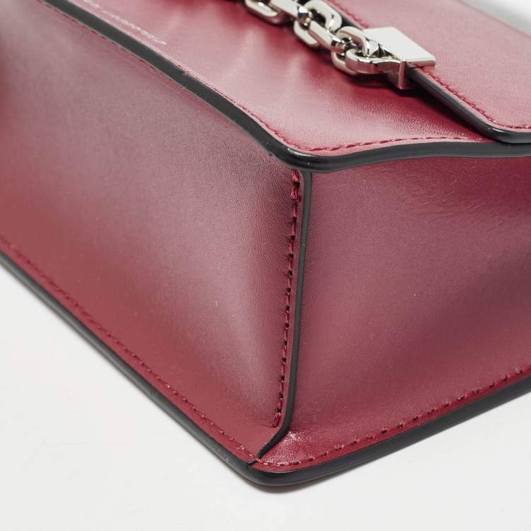 Pre Owned Karl Lagerfeld Burgundy Leather K/Karl Seven Top Handle Bag