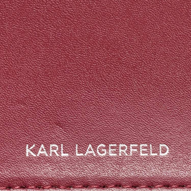 Pre Owned Karl Lagerfeld Burgundy Leather K/Karl Seven Top Handle Bag