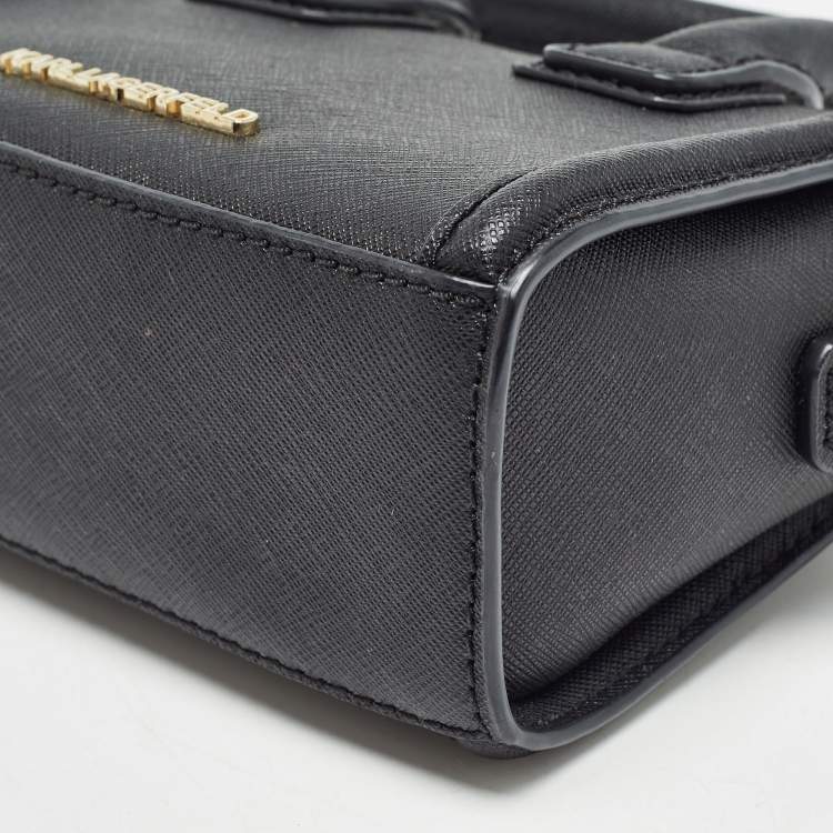 Pre Owned Karl Lagerfeld Black Saffiano Leather Micro K KLASSIK Tote