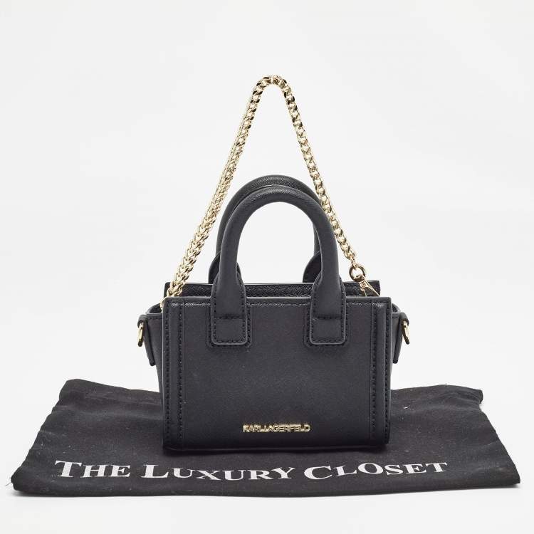 Pre Owned Karl Lagerfeld Black Saffiano Leather Micro K KLASSIK Tote