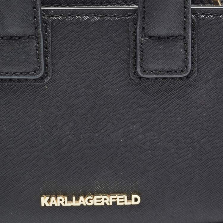 Pre Owned Karl Lagerfeld Black Saffiano Leather Micro K KLASSIK Tote