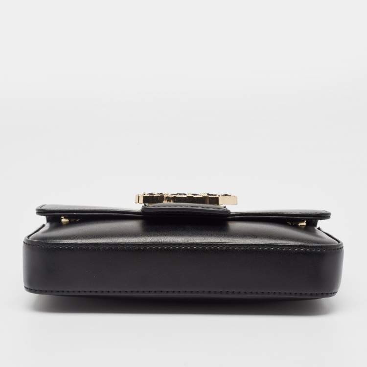 Pre Owned Karl Lagerfeld Black Leather K/Autograph Sparkle Shoulder Bag