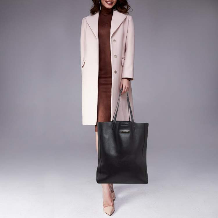 Pre Owned Karl Lagerfeld Black Leather Vertical Tote