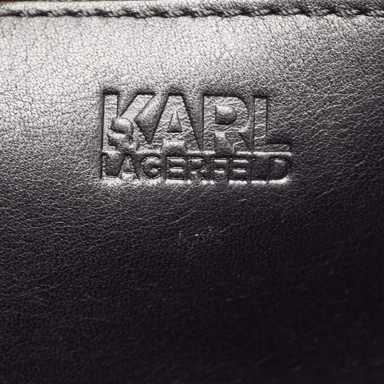 Pre Owned Karl Lagerfeld Black Leather Vertical Tote