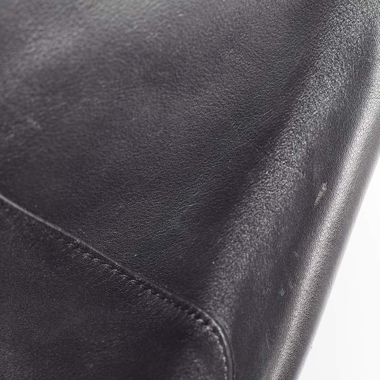 Pre Owned Karl Lagerfeld Black Leather Vertical Tote