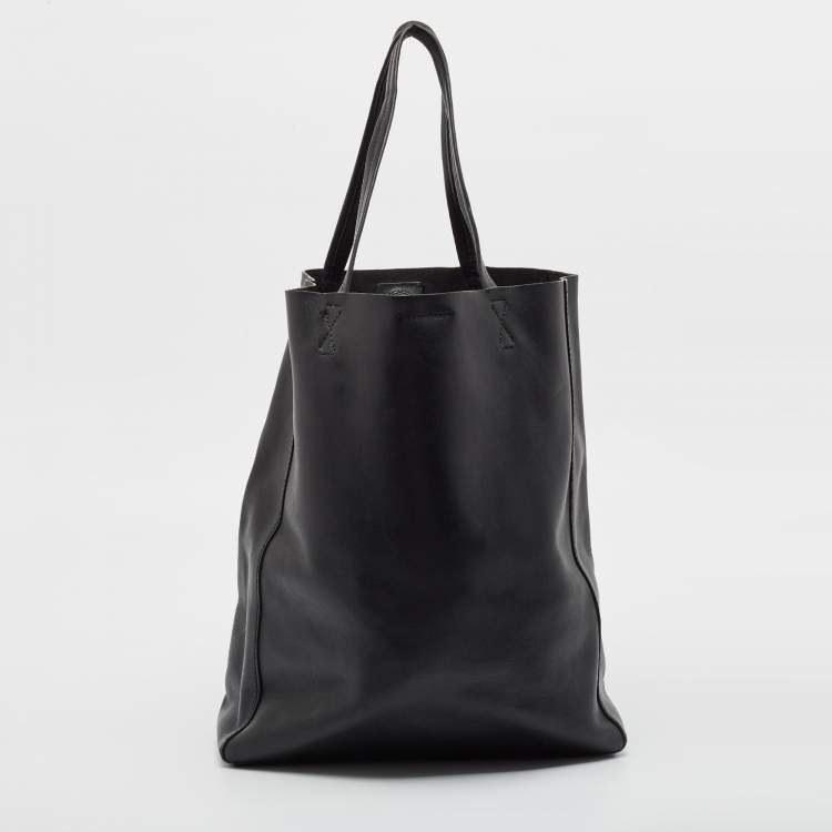 Pre Owned Karl Lagerfeld Black Leather Vertical Tote