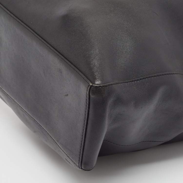 Pre Owned Karl Lagerfeld Black Leather Vertical Tote