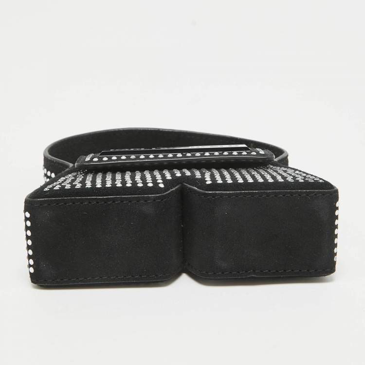 Pre Owned Karl Lagerfeld Black Suede Nano Crystals Ikon/K Bag