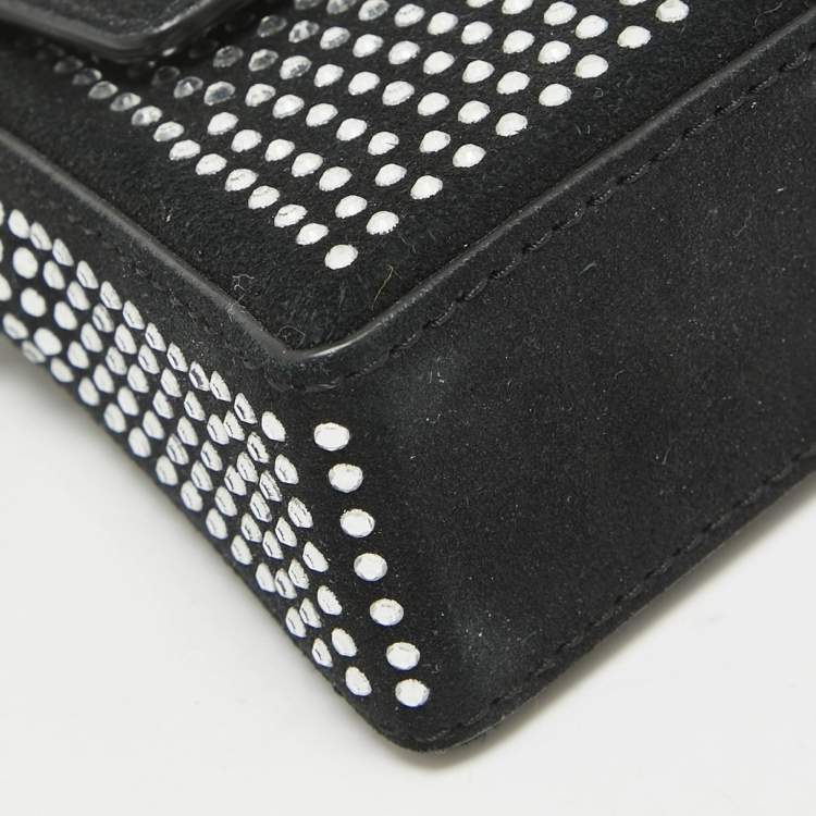 Pre Owned Karl Lagerfeld Black Suede Nano Crystals Ikon/K Bag
