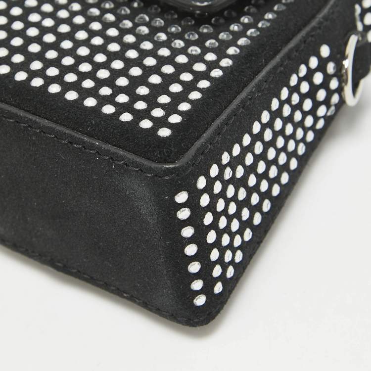 Pre Owned Karl Lagerfeld Black Suede Nano Crystals Ikon/K Bag