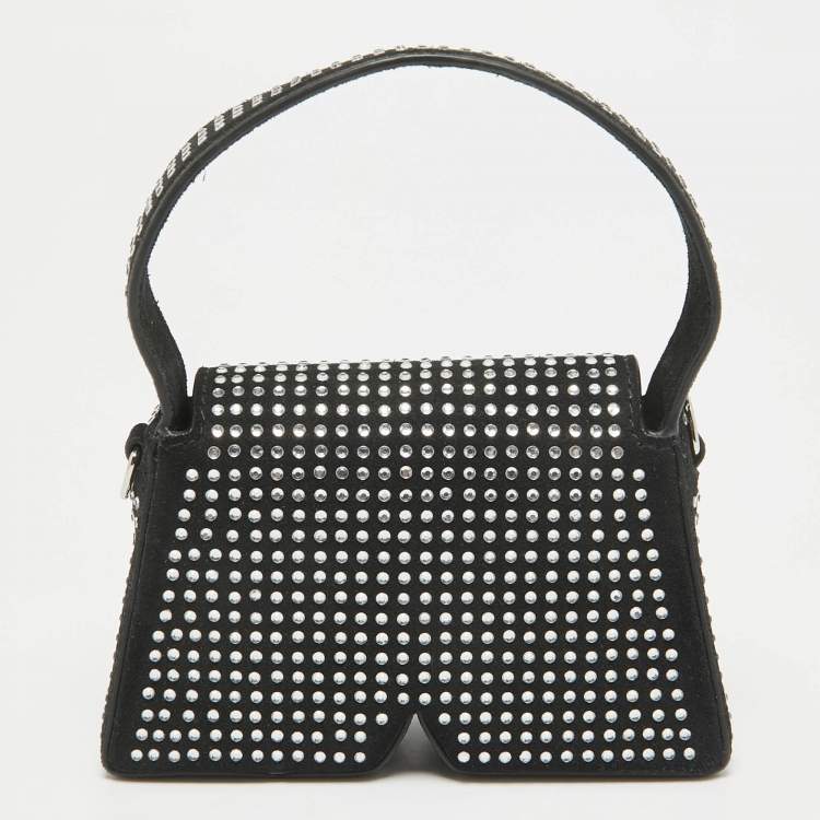 Pre Owned Karl Lagerfeld Black Suede Nano Crystals Ikon/K Bag