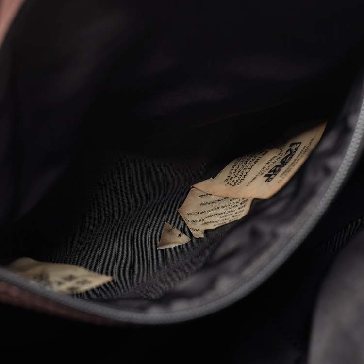 Pre Owned Karl Lagerfeld Black/Pink Leather and Nylon Front Pocket Tote
