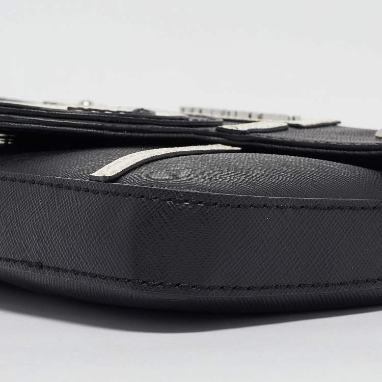 Pre Owned Karl Lagerfeld Black/White Faux Leather Camera Shoulder Bag