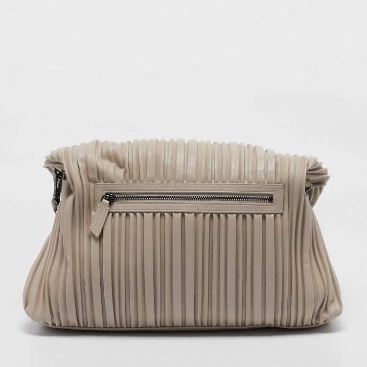 Pre Owned Karl Lagerfeld Beige Quilted Leather K/Kushion Fold Over Bag
